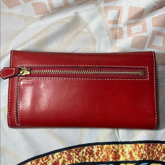 Vintage Dooney & Bourke Red Leather Checkbook Continental Wallet - Picture 3 of 15